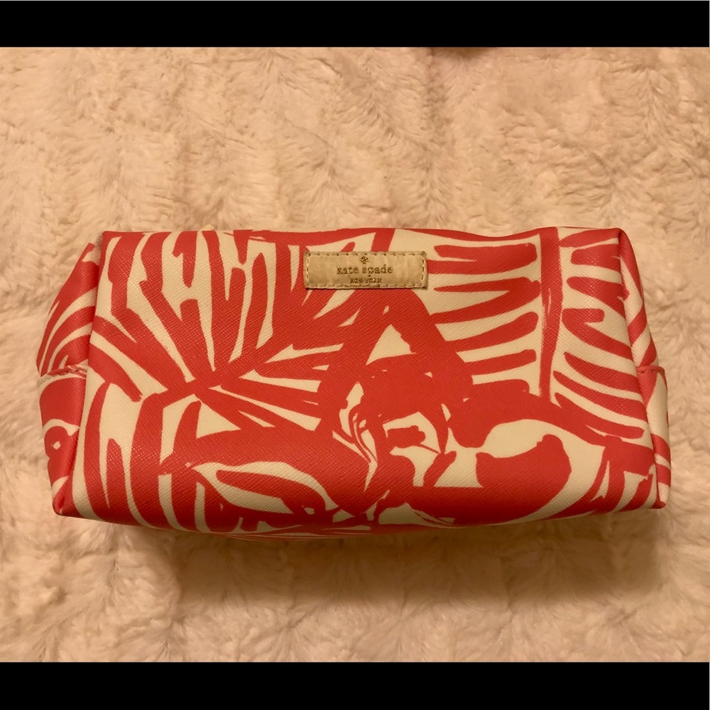 Pink and White Kate Spade Cosmetic Case